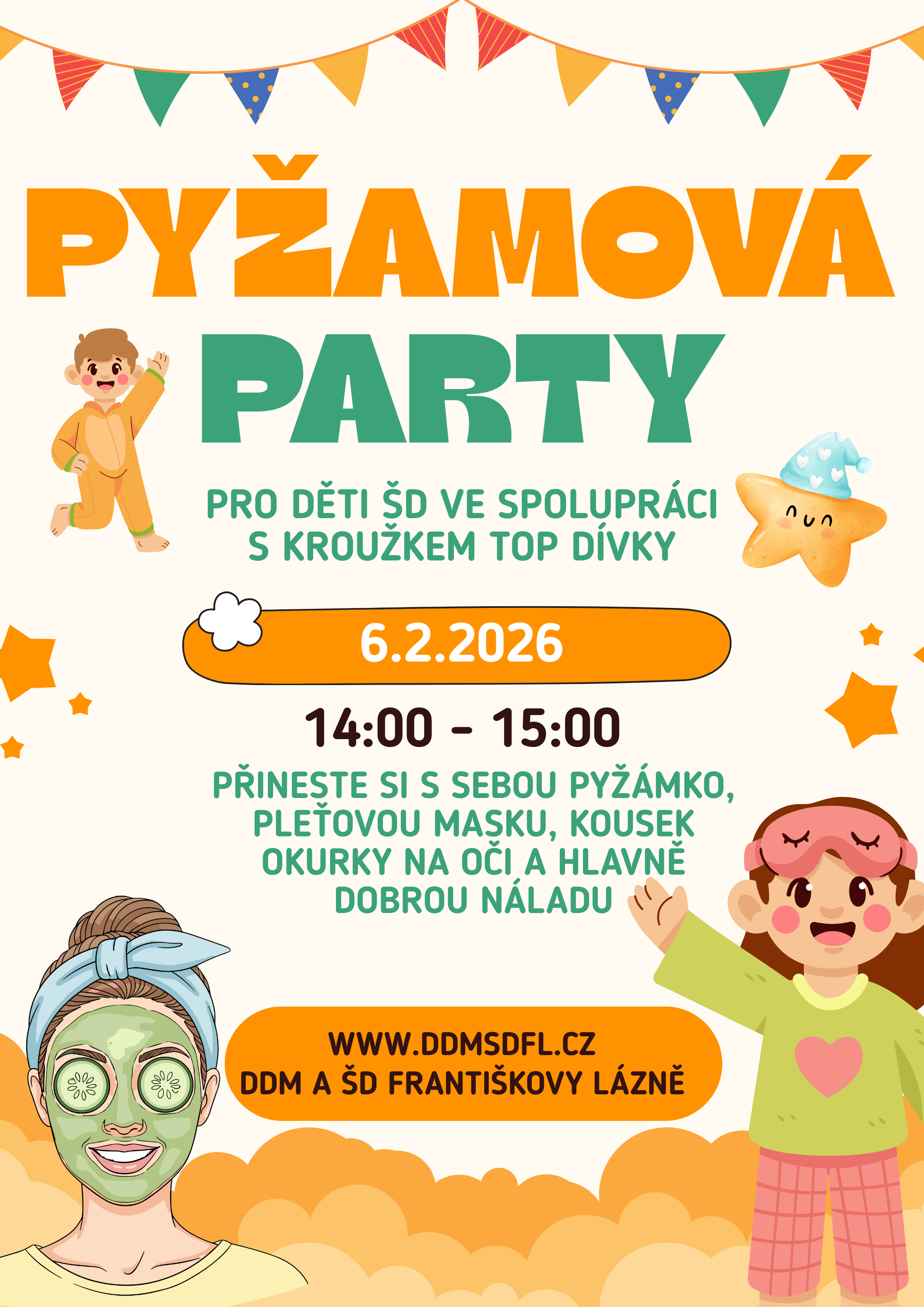 Orange and Green Playful Pajama Party Poster